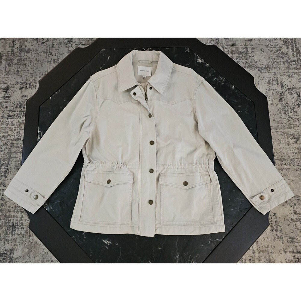 Banana Republic Utility Field Jacket Womens Large Beige Cotton Stretch Safari
